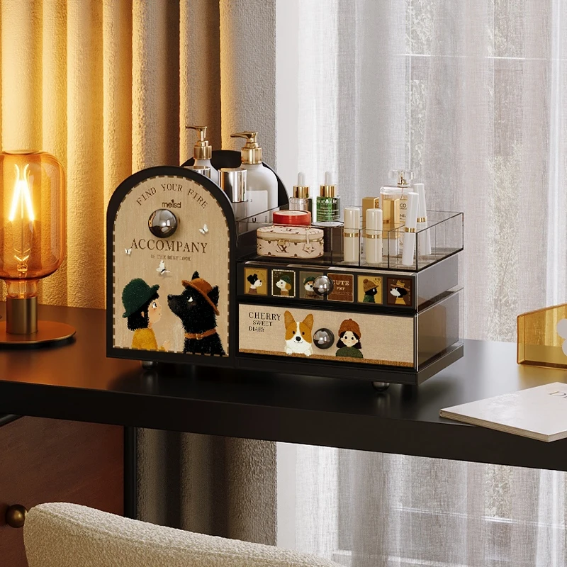 美世达化妆品收纳盒首饰化妆刷桌面收纳筒梳妆台口红护肤品置物架