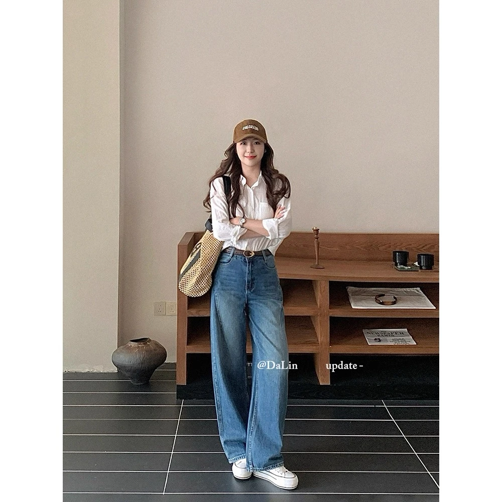 【加厚️️✈️运费险】2025秋冬新款韩国高腰窄版直筒软牛仔·复古蓝