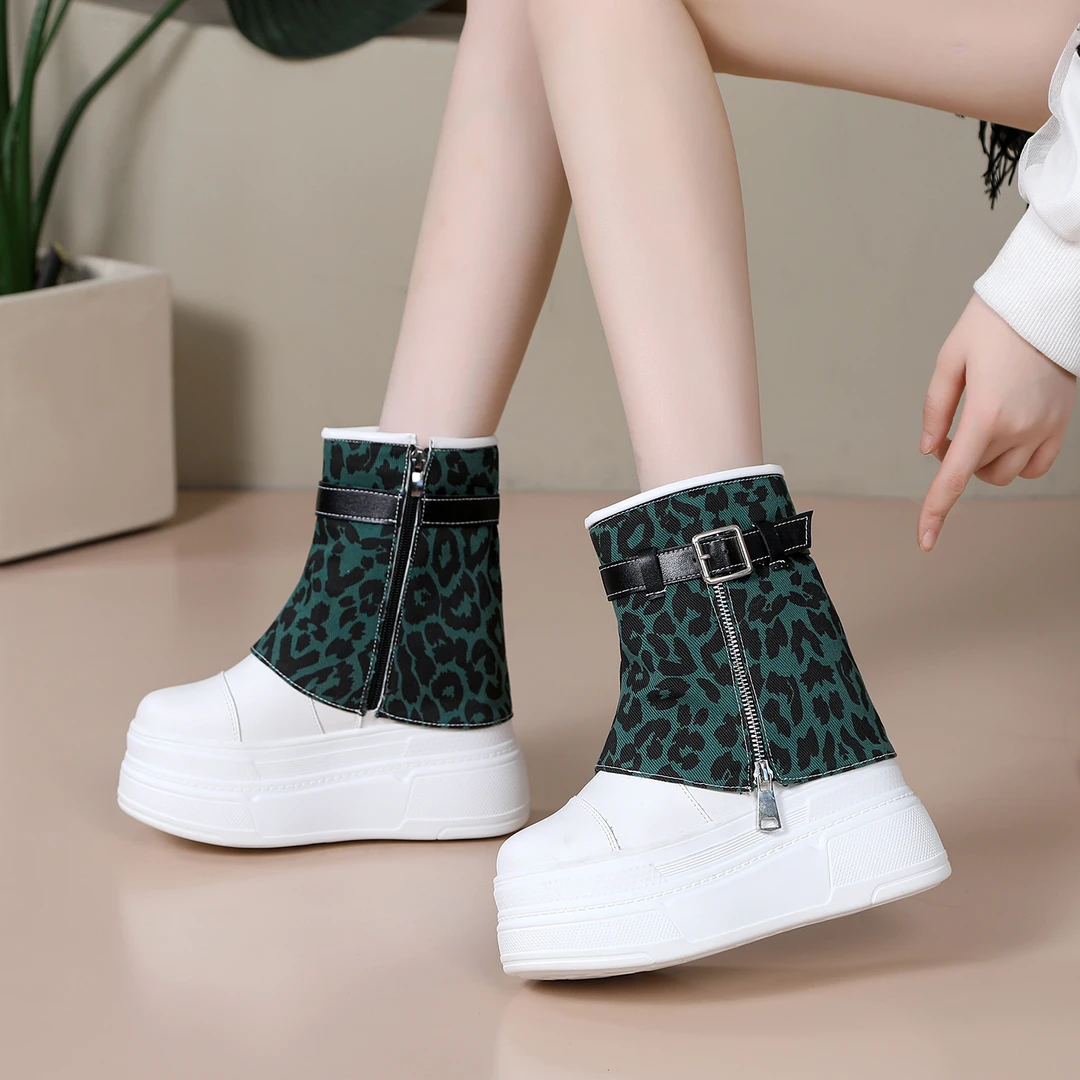 超高跟10-12CM厚底女鞋时尚百搭高帮鞋女士短靴秋冬季新款裤管靴