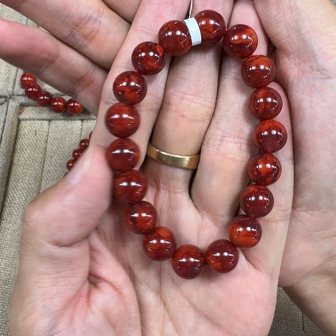 *****南红玛瑙未镶嵌手链手串原矿南红高品妖火炎10
