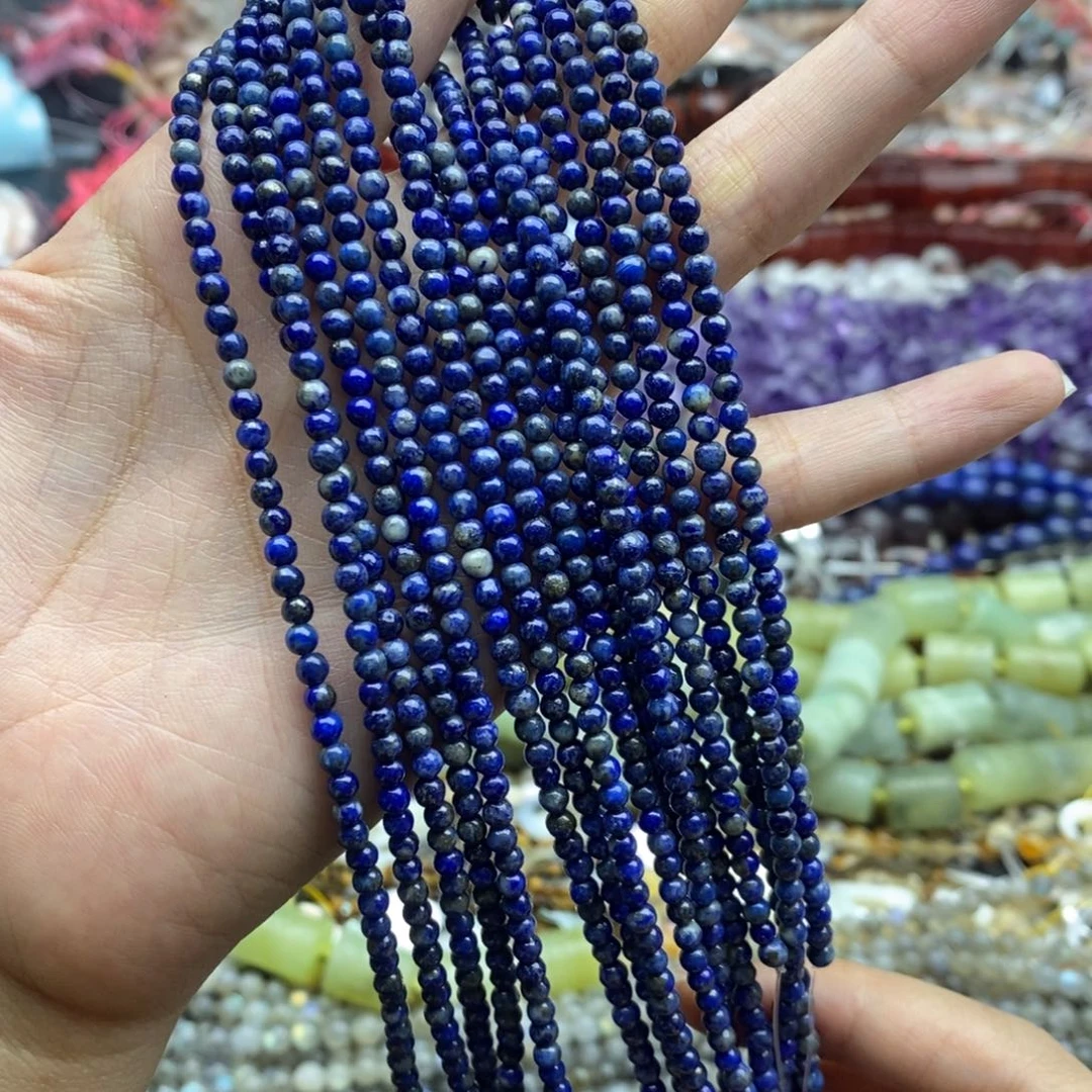 玛瑙/玉髓未镶嵌珠宝半成品一条天然青金，石圆珠 3.3mm