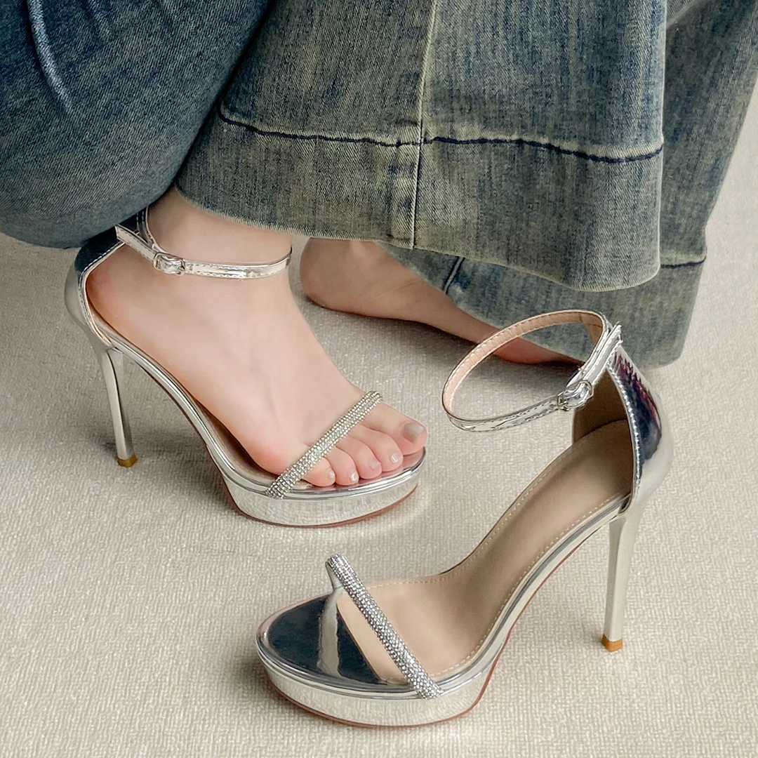 宴会礼服高跟鞋气质高级不累脚防水台增高鞋女2025夏季细跟凉鞋