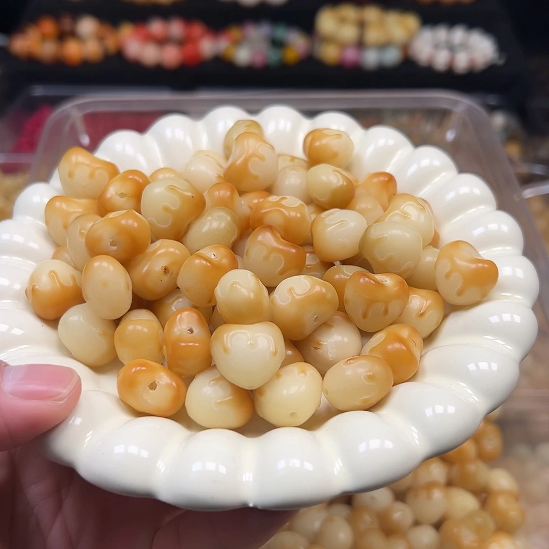 手串菩提根/象牙果15颗炭烧流心爱心瑕裂