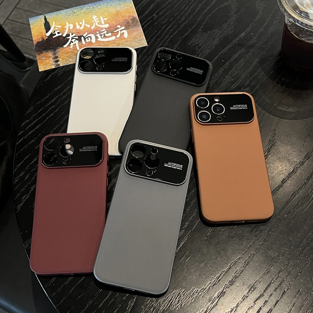 适用于【苹果-华为-三星】PC材料+手感漆工艺+素皮大视窗磁吸手机壳