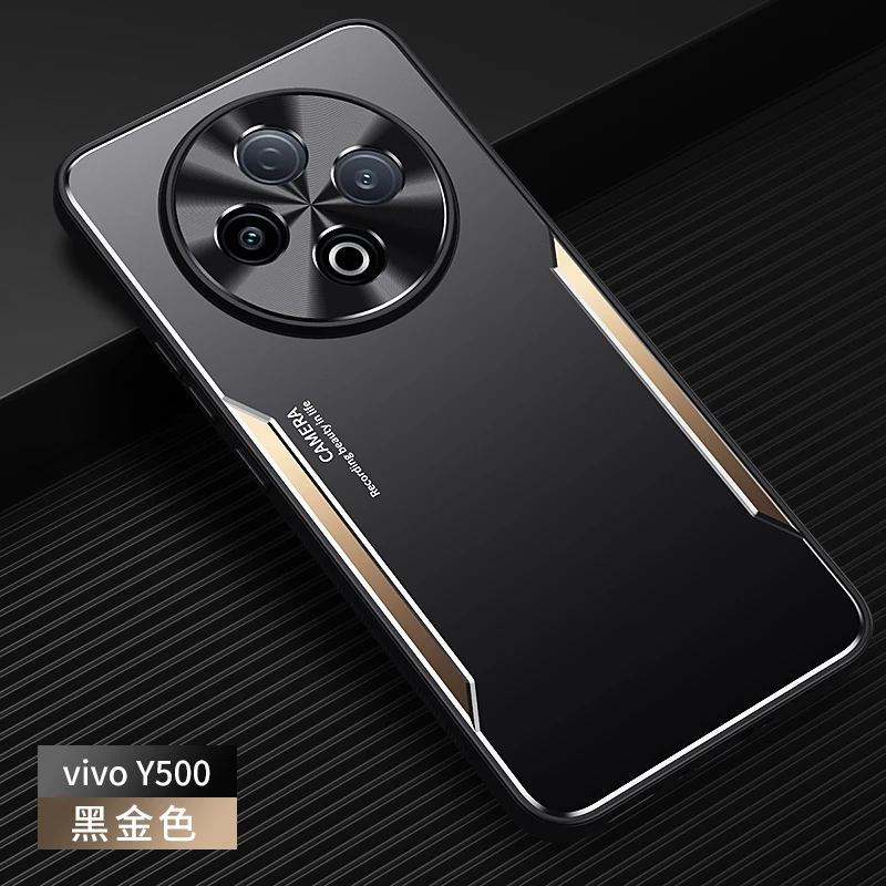 适用vivoY500手机壳vivoY500金属磨砂保护套网红男女新款防摔高档