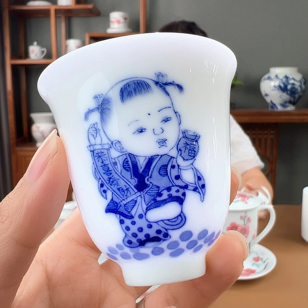 青花童趣铃铛杯杯