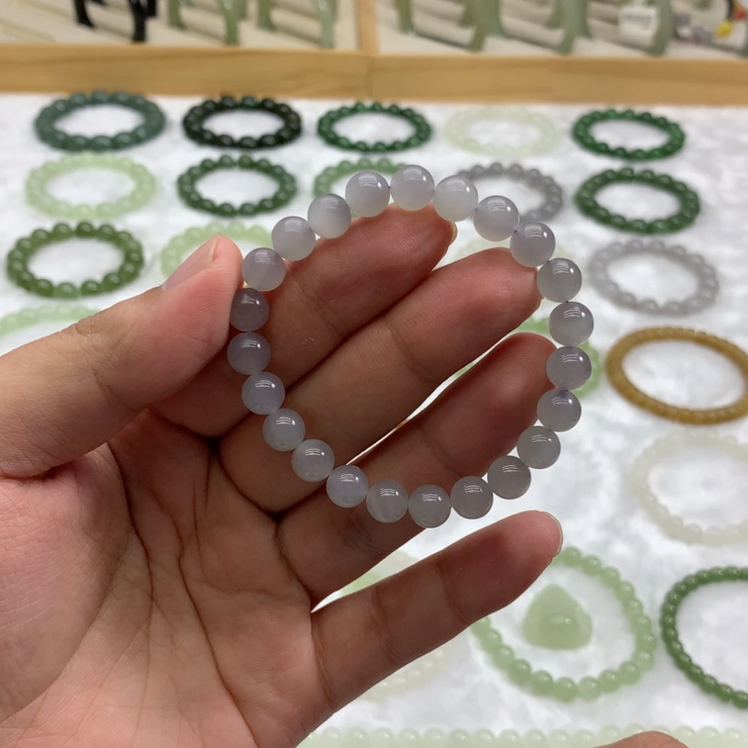 未镶嵌手链和田玉（冰烟紫8）
