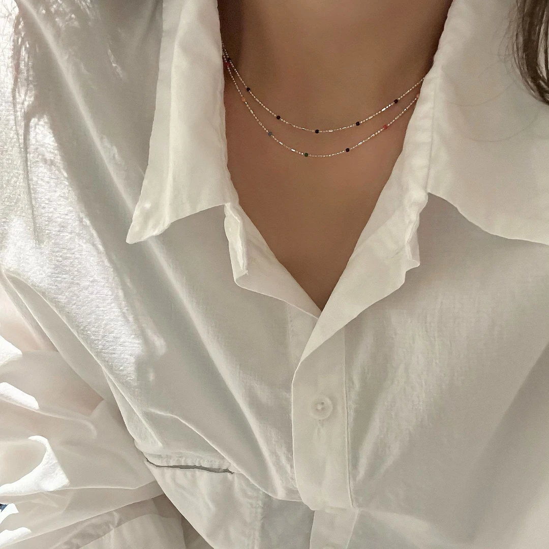 非金属棉绳项链 FAY丨秀气彩色小珠珠项链（2H1454）