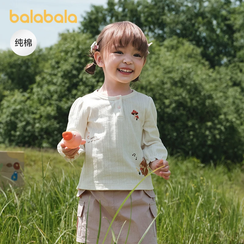 巴拉巴拉童装儿童长袖t恤女宝宝打底衫纯棉上衣2025秋季新款内搭
