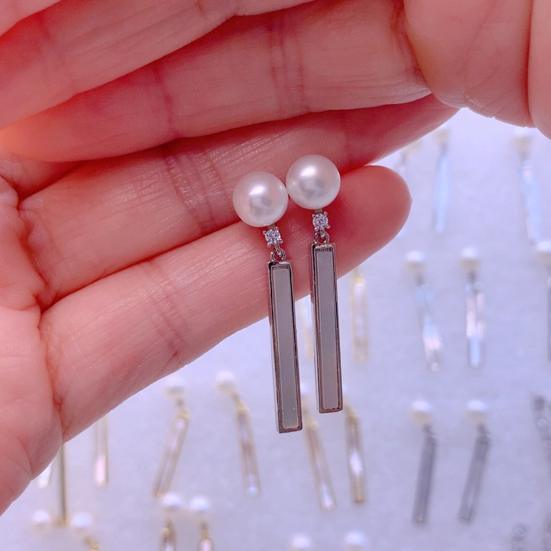 合金淡水珍珠耳饰