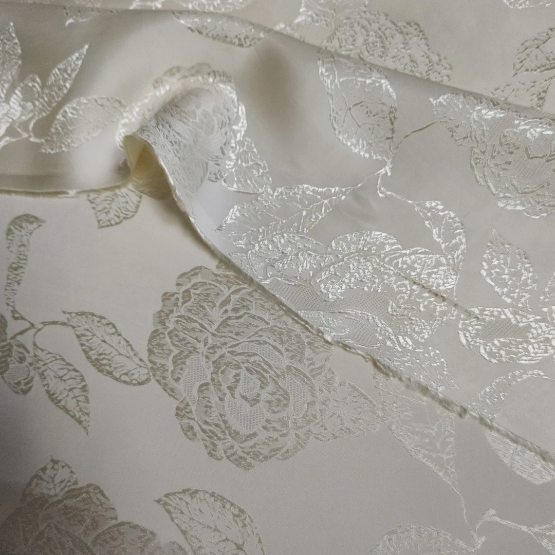 高档新中式皮子香云纱花萝提花雕花花萝45~50姆米皮子面料