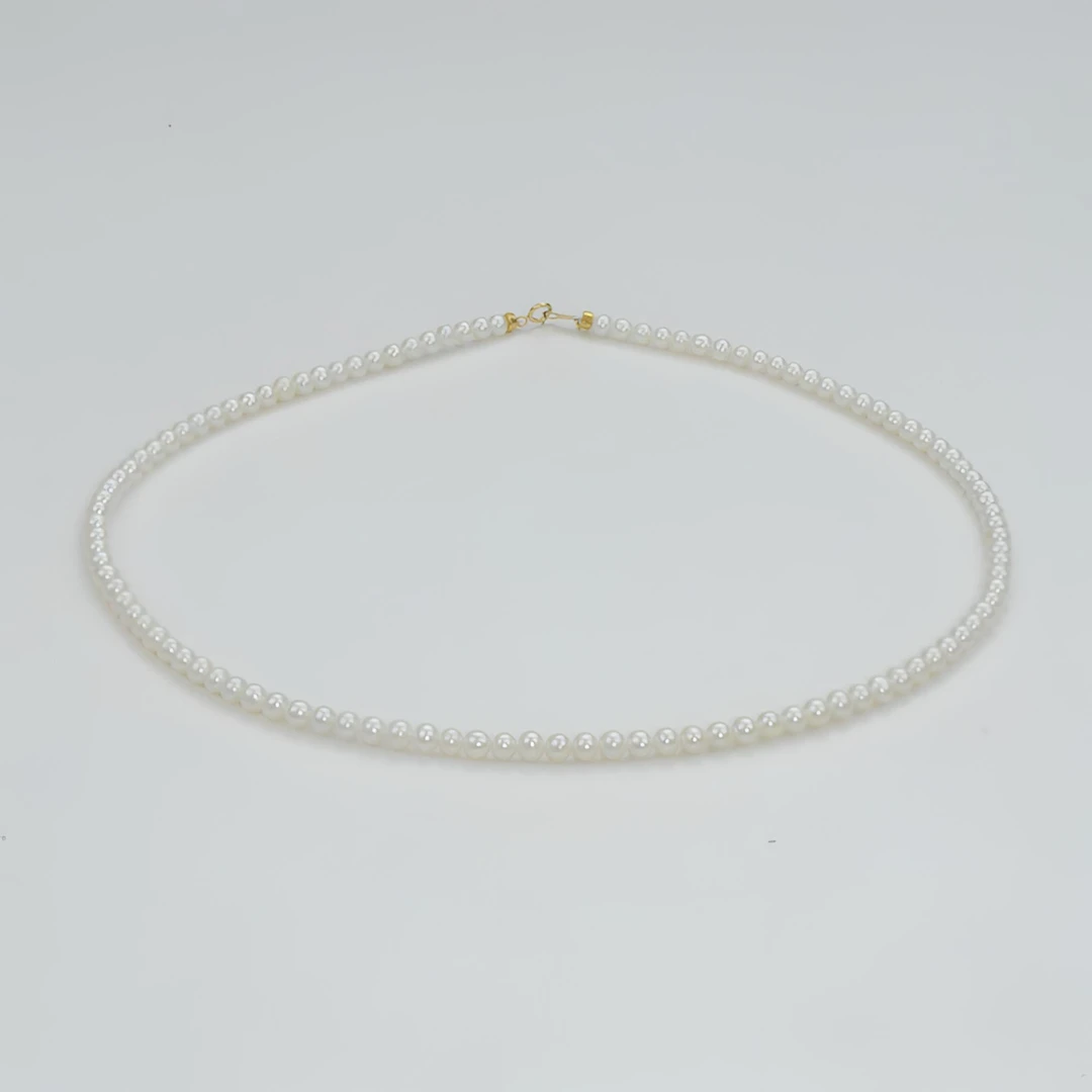 【年货节福利丨迷你小灯泡正圆无暇淡水珍珠锁骨链18K金3.5~4mm