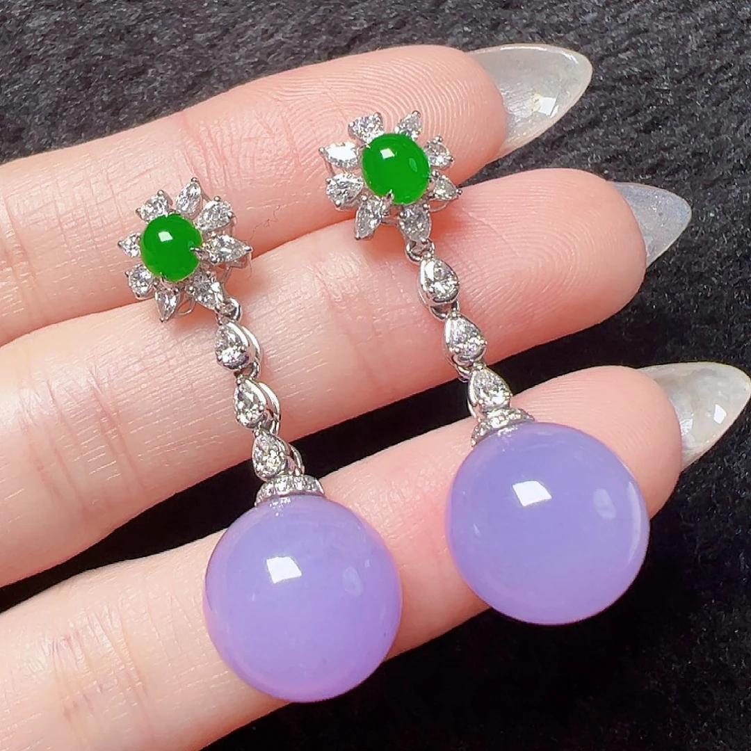 翡翠耳饰18K金镶嵌签收后24小时鉴赏期，过时不退