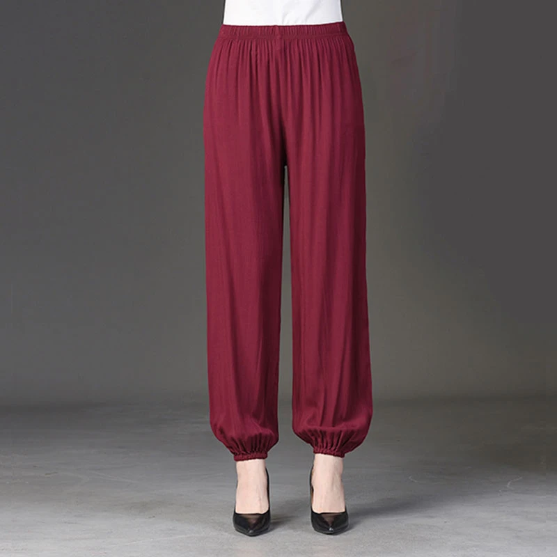 男女棉绸灯笼裤宽松广场舞练功裤瑜伽太极健身人造棉曳步舞长裤薄