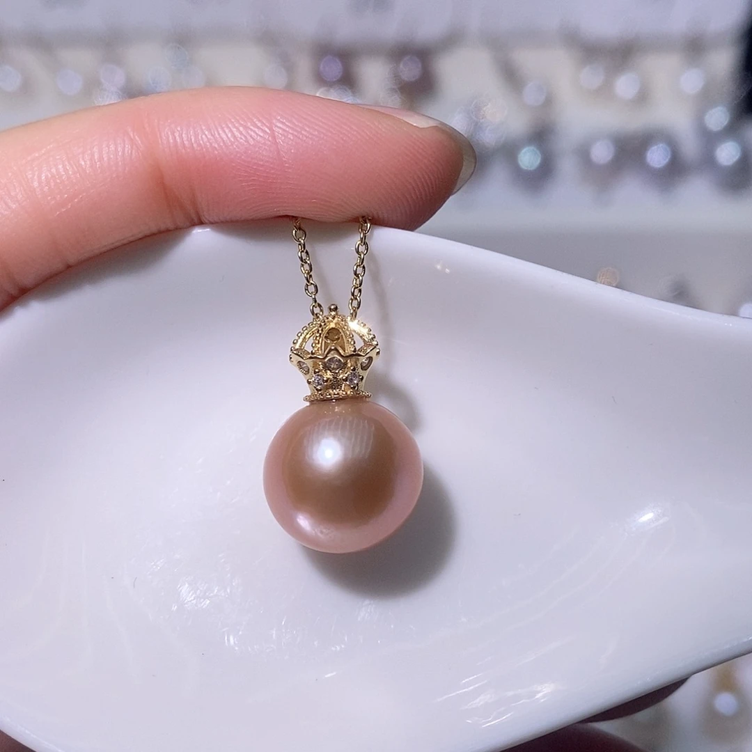 淡水珍珠吊坠(赠链)银S925镶嵌尺寸11/12毫米