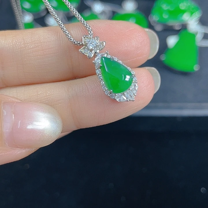 翡翠银S925镶嵌吊坠(不含链)