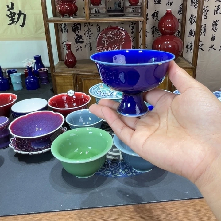 景德镇陶瓷浅行窑高足杯