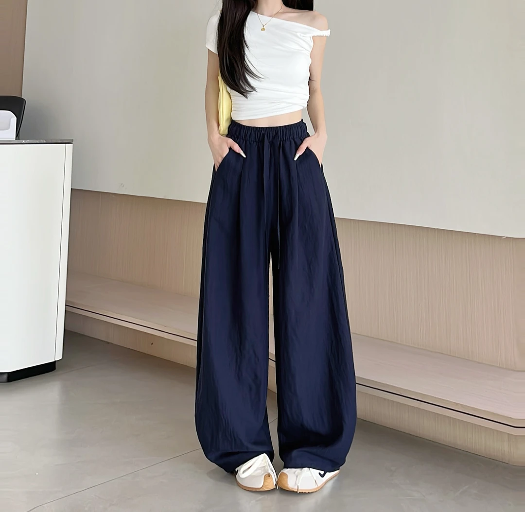 【现货+运费险】弯刀裤宽松显瘦裤子抗皱垂感直筒冰丝阔腿裤薄款