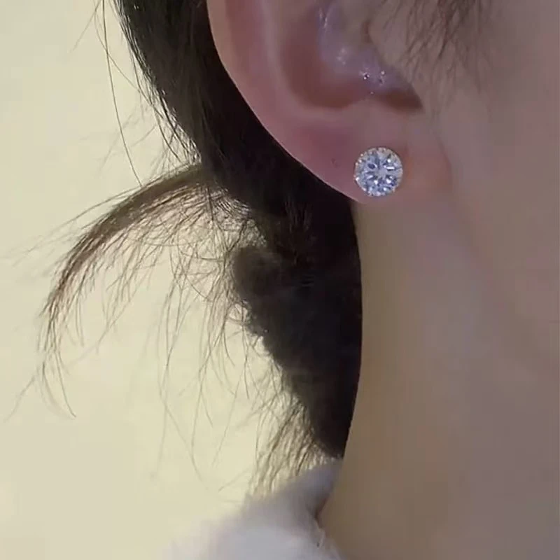 925银耳饰 影响力S925银锆石闪亮养耳洞睡觉免摘（8cm)