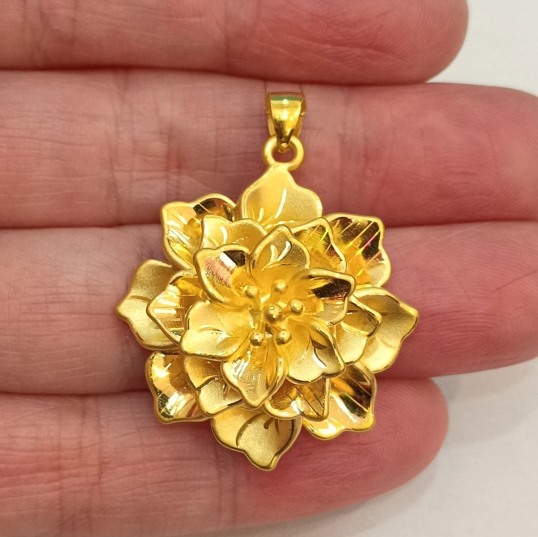 足金999黄金吊坠6.01克正品纯黄金大花挂坠闪亮时尚新款硬金挂件