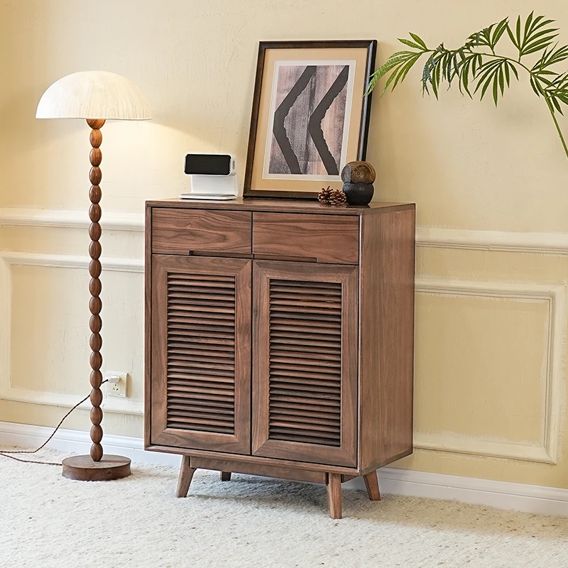 致典北美黑胡桃木两门鞋柜储物柜中式收纳柜客厅门厅柜家用玄关柜