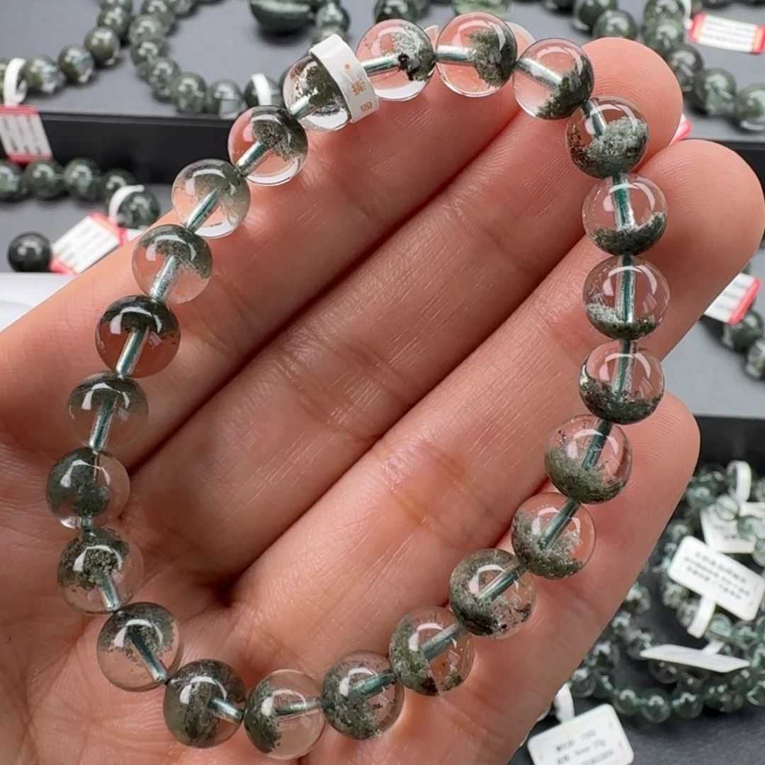 手链未镶嵌水晶天然绿幽灵聚宝盆