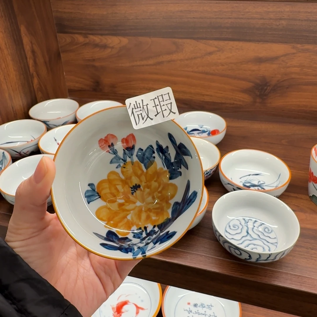 釉下手绘茶具微瑕