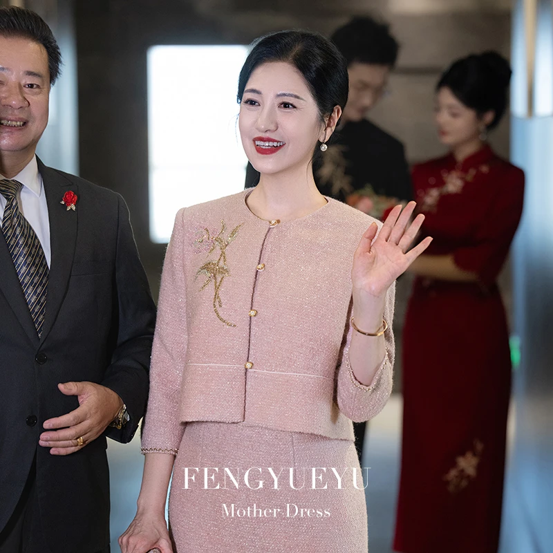 锋悦屿【念云】小香风妈妈婚宴礼服套装2025新款年轻气质喜婆婆冬季