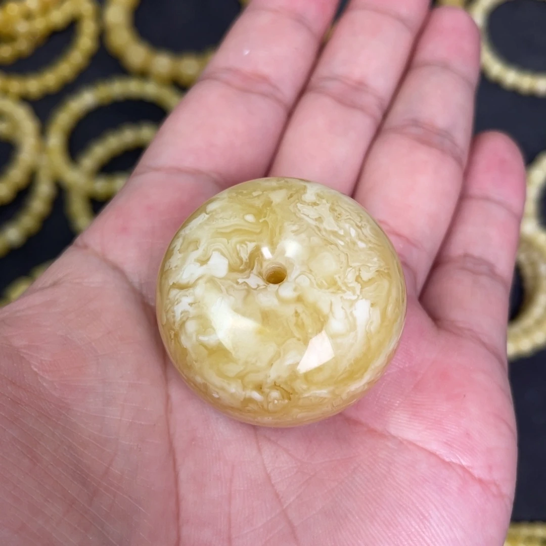 蜜蜡未镶嵌裸石虎皮纹蜜蜡平安扣22.8g