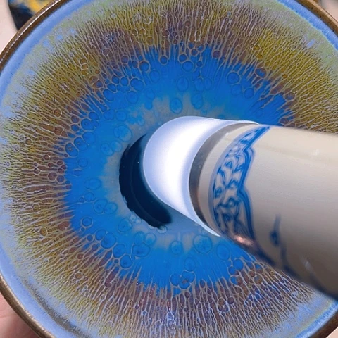 七彩耀变平口建盏杯