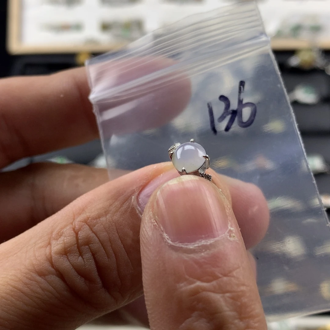 翡翠银S925镀金镶嵌戒指136