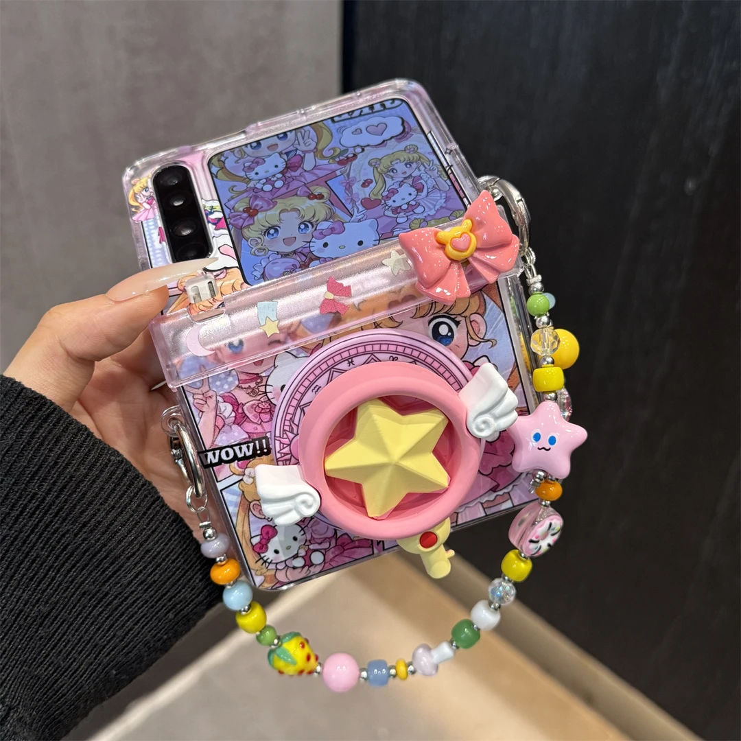 适用华为purax典藏版手机壳粉色kt猫pocket2美少女星星磁吸支架女