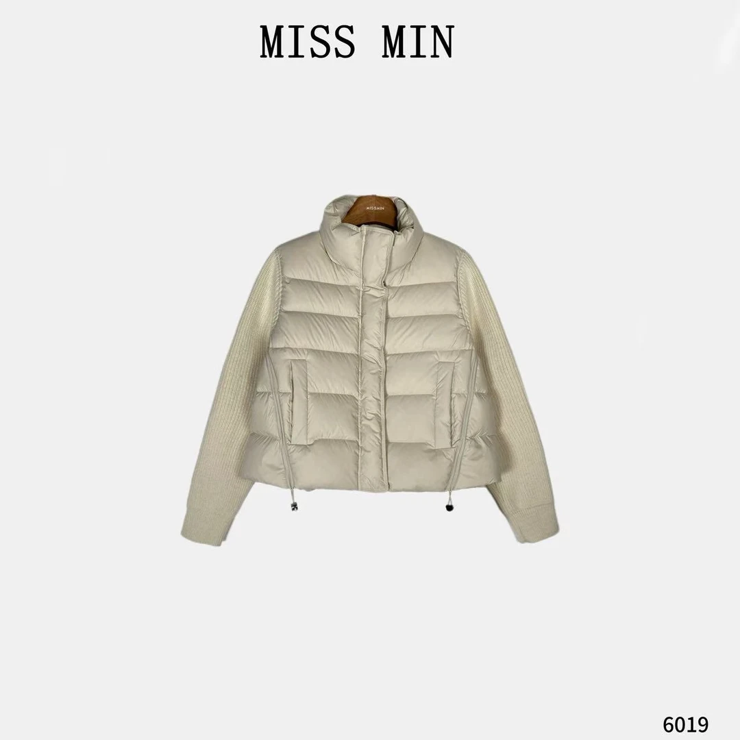 MISS MIN【星尘】90白鸭绒排骨羽绒服拼接针织设计小众6019