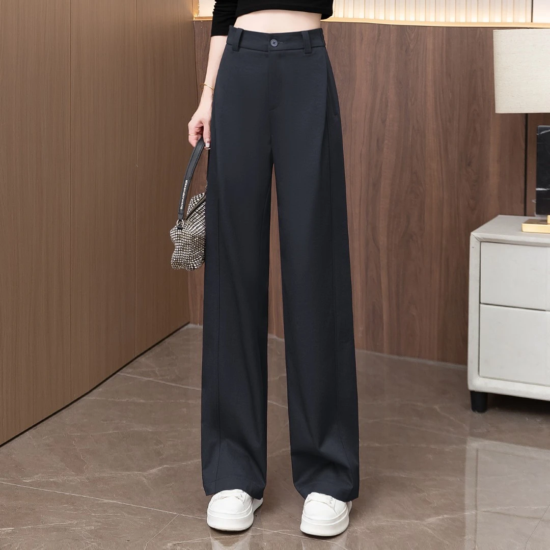 气质阔腿裤女春秋2025新款高腰宽松百搭垂感休闲西裤窄版直筒裤子