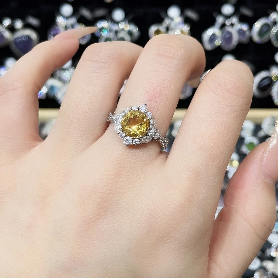 银S925镶嵌戒指黄晶戒指