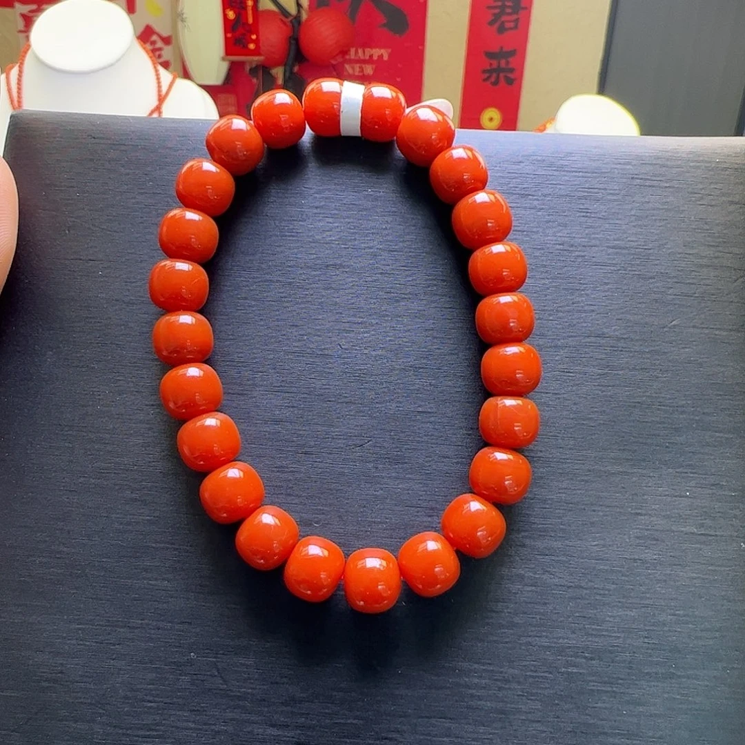 南红玛瑙未镶嵌8mm保山肉柿子红