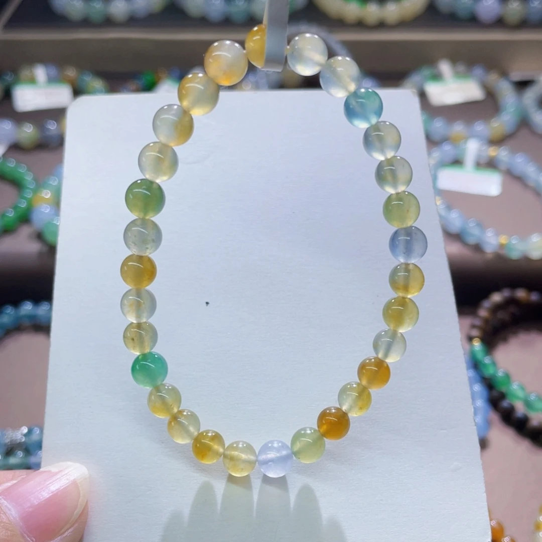 未镶嵌手链翡翠正冰渐变极光黄