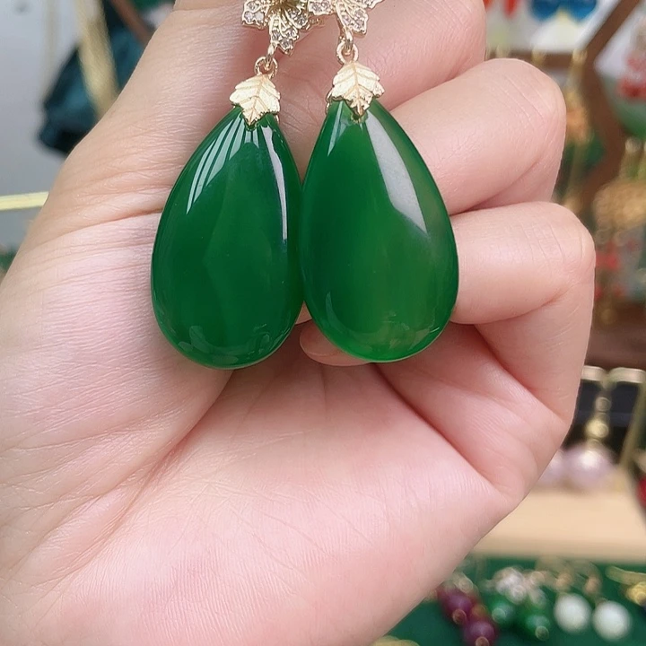 玛瑙/玉髓合金耳饰