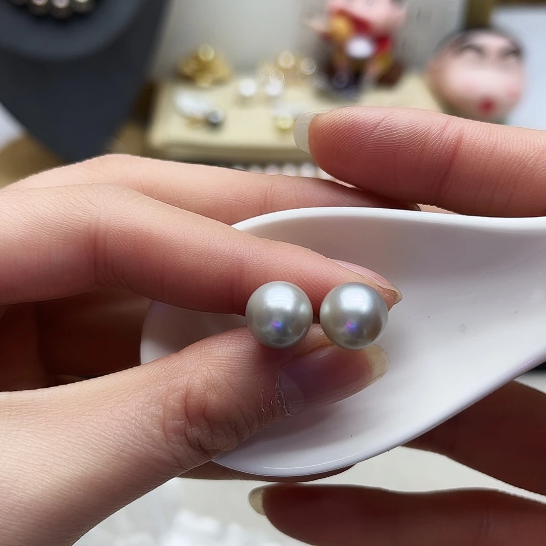 银S925镶嵌耳饰海水珍珠