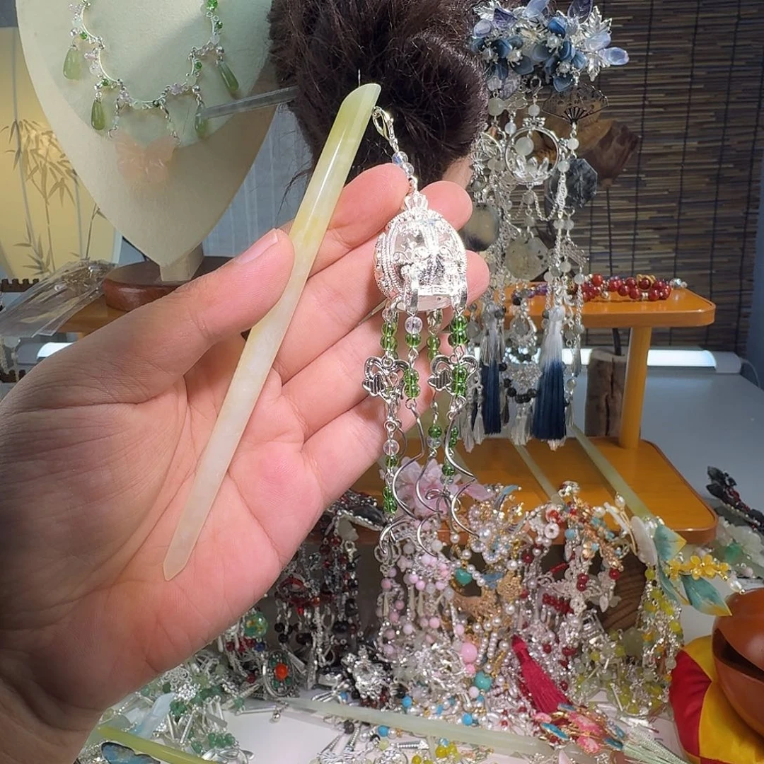 蛇纹石玉合金发饰
