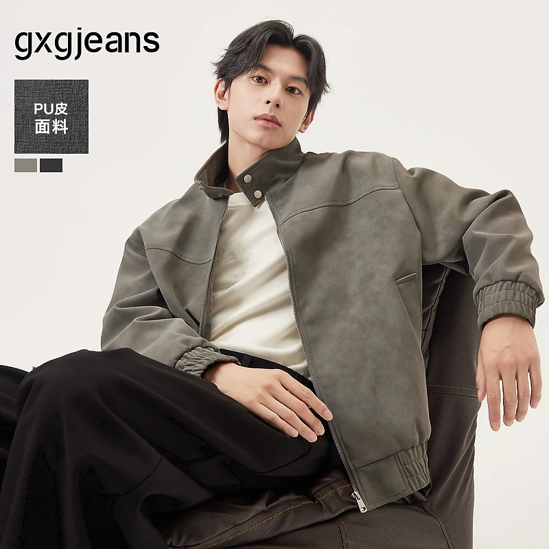 gxg.jeans男装 多色简约美式复古宽松立领夹克外套男 25秋新品