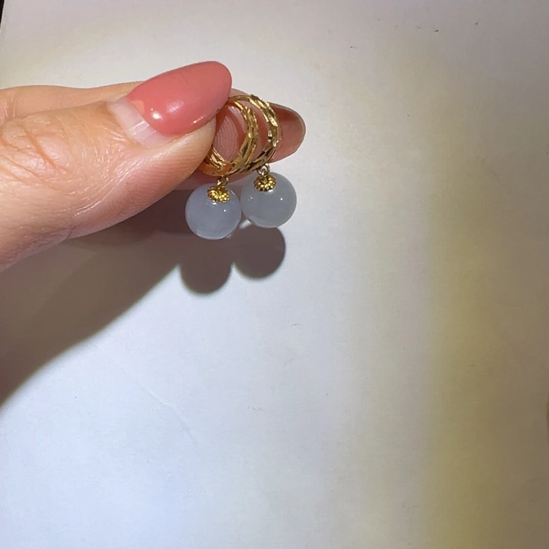 淡水珍珠耳饰18K金镶嵌耳环