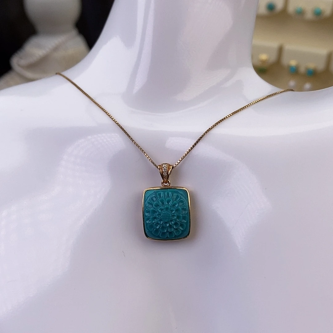 绿松石颈饰18K金镶嵌…*