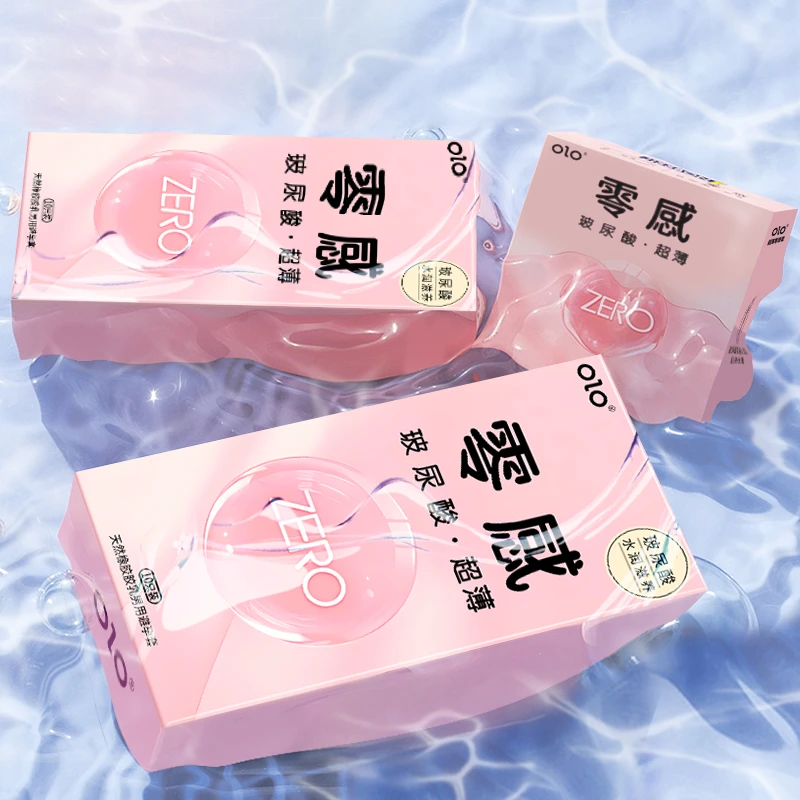 OLO避孕套玻尿酸001超薄零感润滑情趣安全套计生夫妻用品官方旗舰店正品天然橡胶胶乳男用避孕套