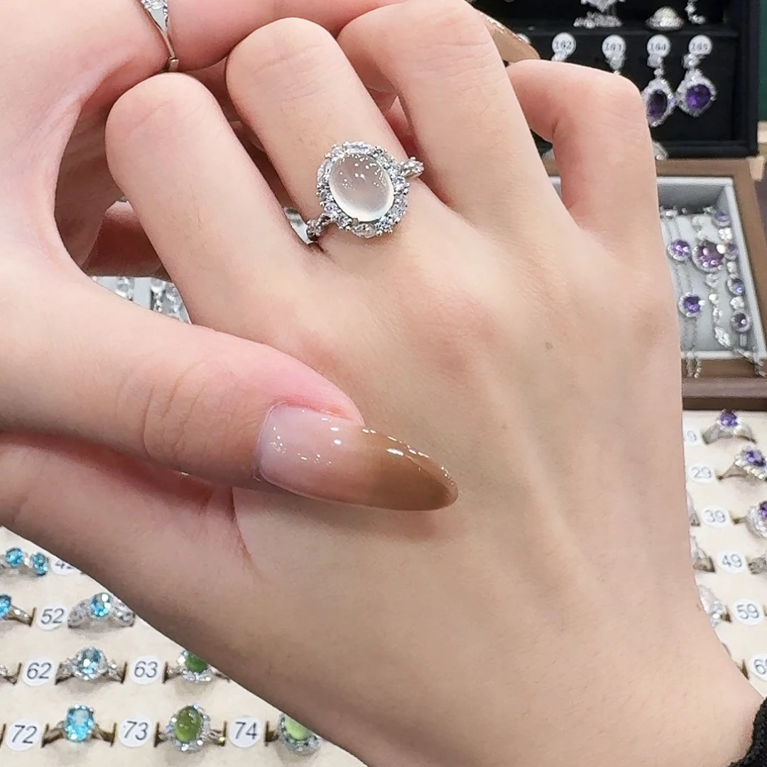 妳***e蛇纹石玉银S925镶嵌戒指