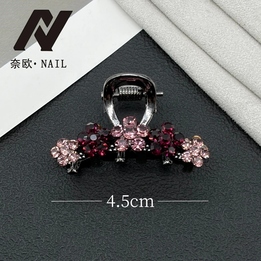 【NAIL·奈欧】设计师系列6597新年红色五瓣花抓夹鲨鱼夹百搭半扎发