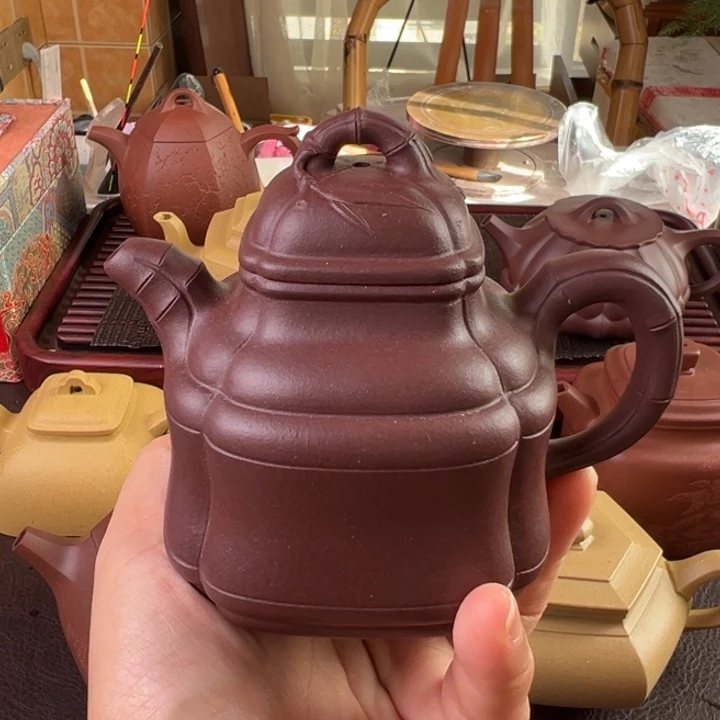 紫砂茶壶紫泥竹鼎微瑕