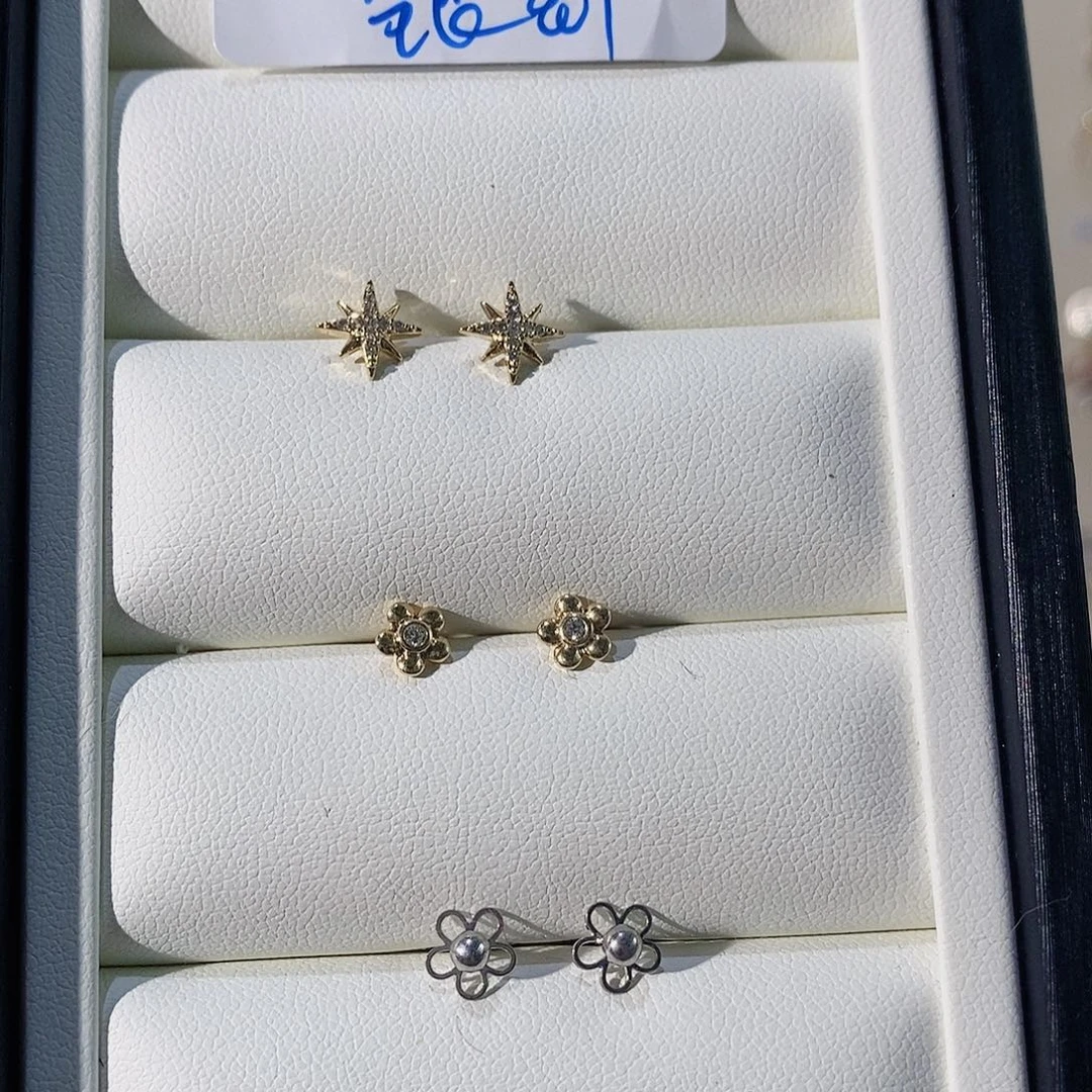 淡水珍珠银S925镶嵌耳饰