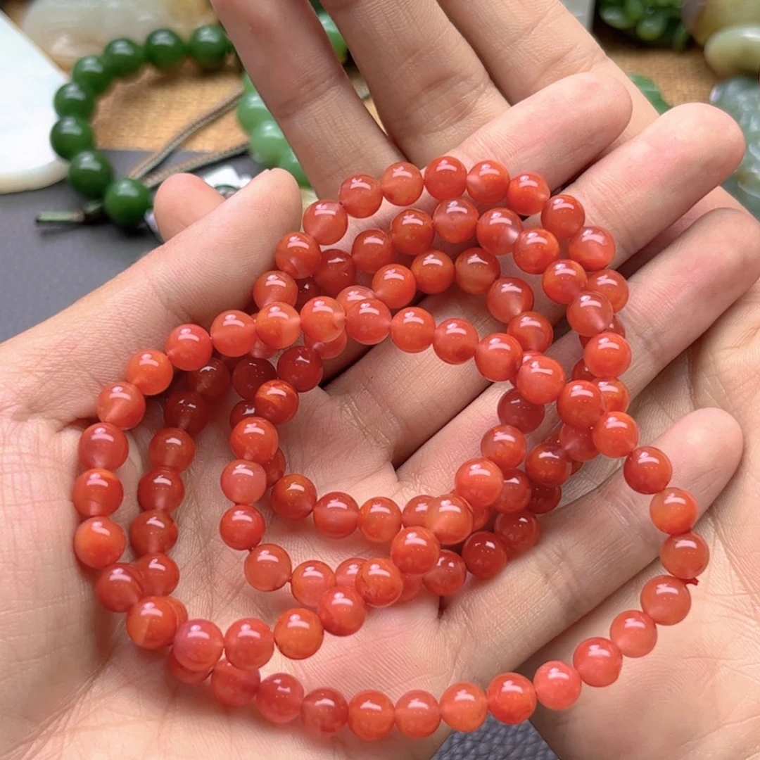 南红玛瑙多圈手链未镶嵌春*
