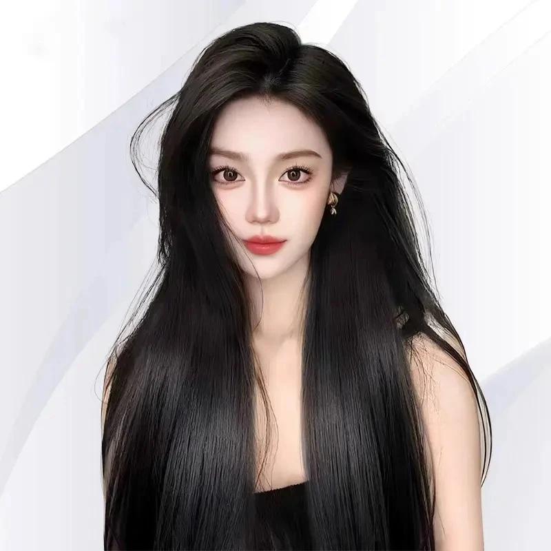 假发女巨隐形发际线轻薄透气长直发仿真头皮递针手织款全头套假发